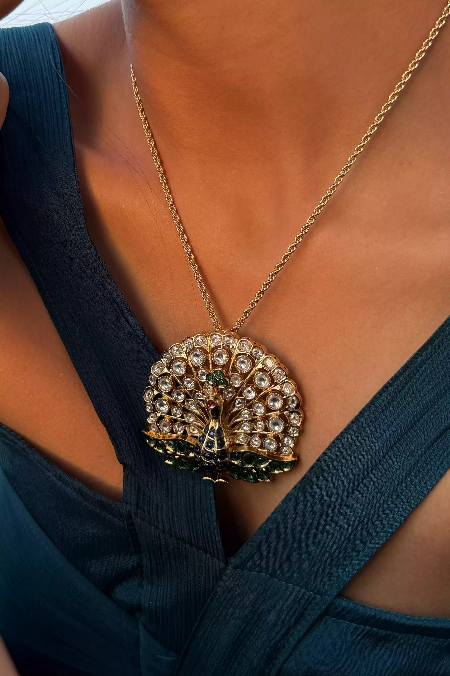 Meera Mayur Circle Polki Necklace Set