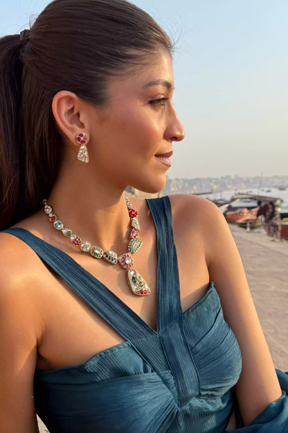 Sanaya Five Rivers Polki Necklace Set