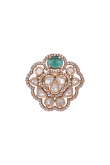 JENI EMERALD FAUX POLKI RING