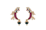 GAURANGI MAYNA RED SHAPED POLKI WITH SEMI-PRECIOUS STONE WITH BASRA MOTI