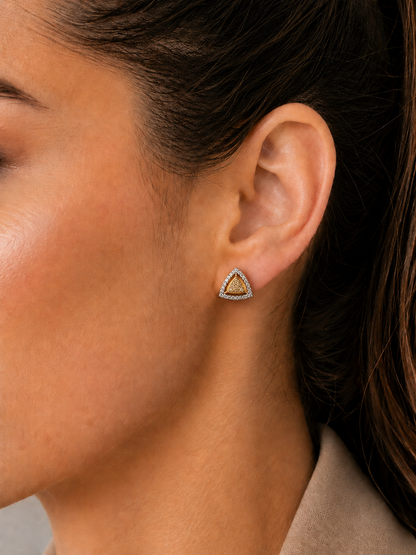 Diamond Trillion Cluster Halo Stud Earrings Gift Box