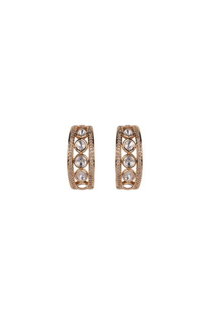 RINAL Moon Shaped White & Green Hoop Earrings