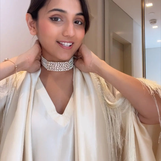 Sandhya Moti Uneven Small Faux Moissanite Choker