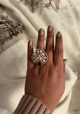 JENI EMERALD FAUX POLKI RING