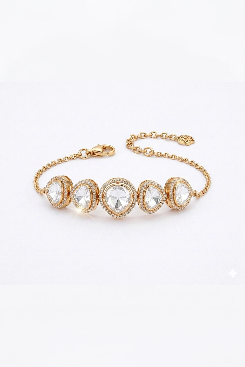 Aneri Uneven 5 Big Polki Loose Adjustable Bracelet