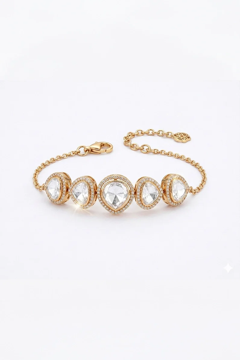 🎁 Aneri Uneven 5 Big Polki Loose Adjustable Bracelet