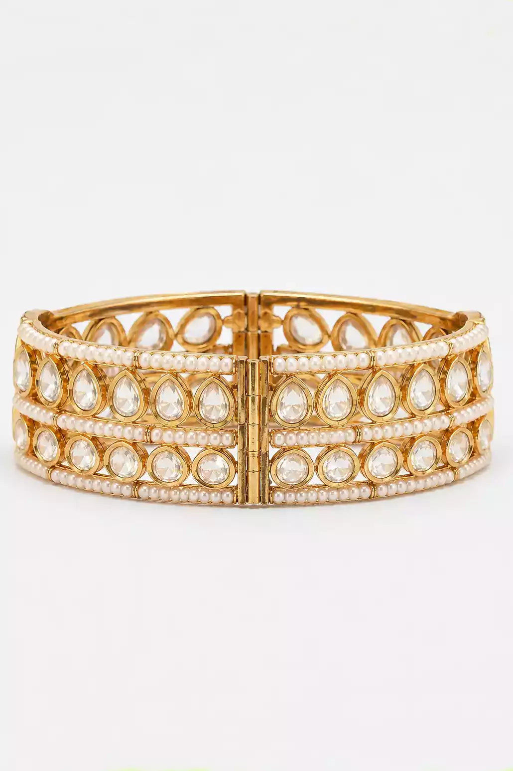Tina Kundan Emerald Statement Bangle