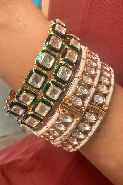 Tina Kundan Emerald Statement Bangle