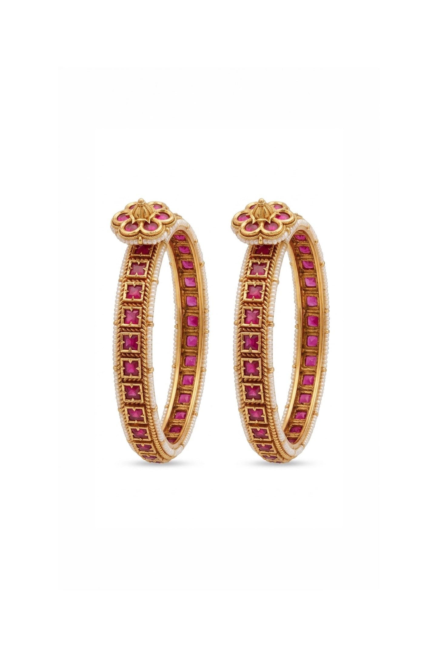 Rishika Flower Petal Jadau Faux Polki Bangle