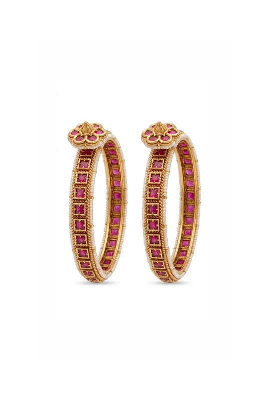 Rishika Flower Petal Jadau Faux Polki Bangle