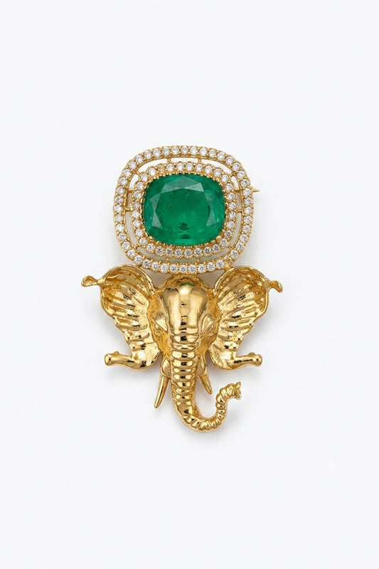 Drisha Antique Elephant Brooch Pin
