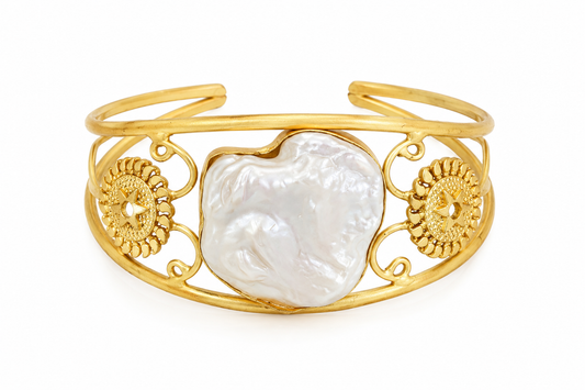 Celestial Pearl Statement Cuff Bracelet