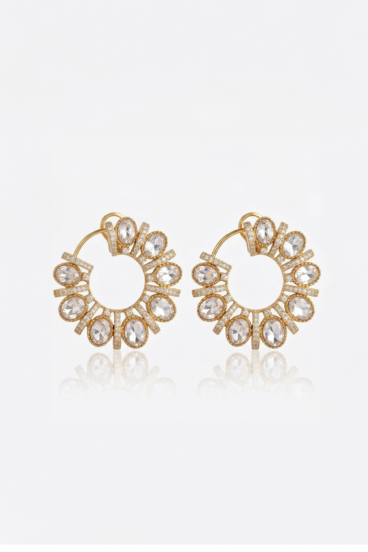 Falak Big  White Polki Earrings With Semi-precious Stone With Basra Moti