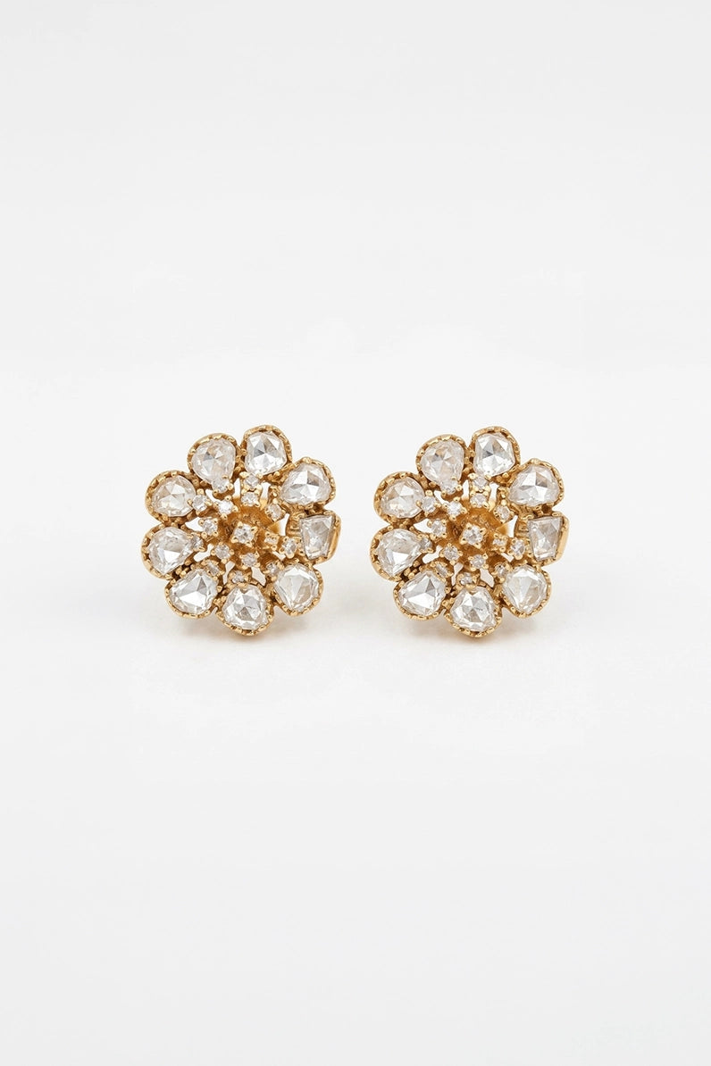Mahi Flower White Polki Earrings