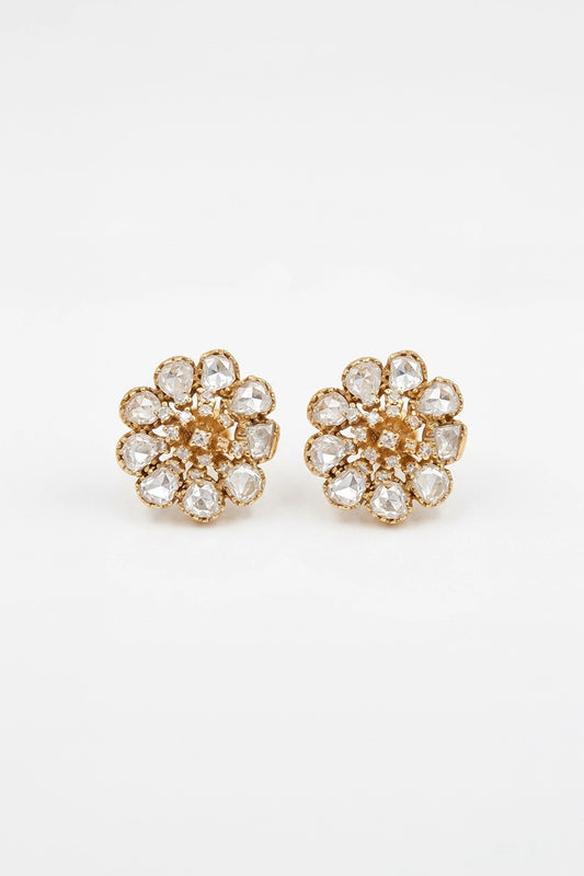 Mahi Flower White Polki Earrings