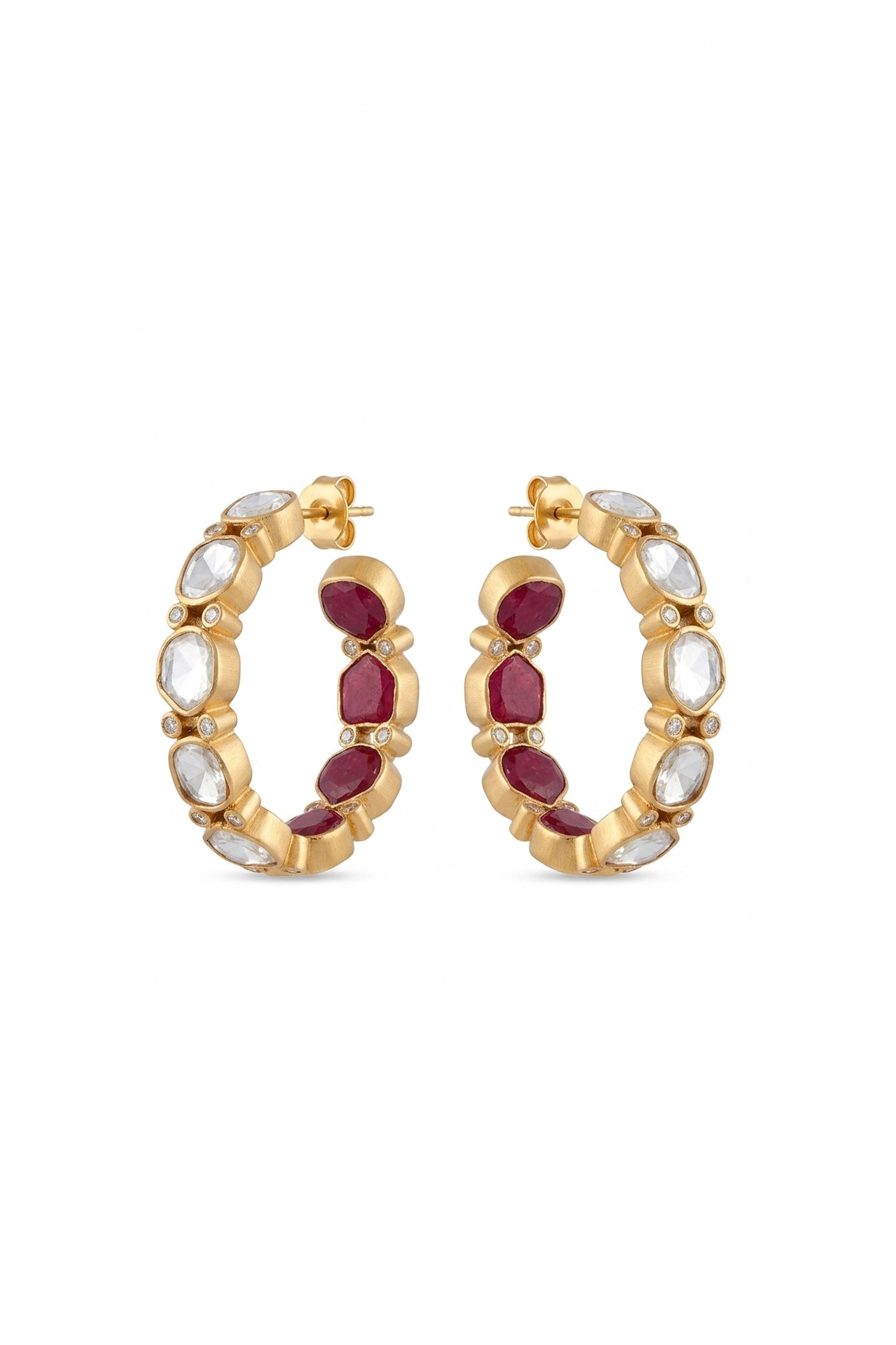 Feni Round Shaped Sp Stone Polki Earrings