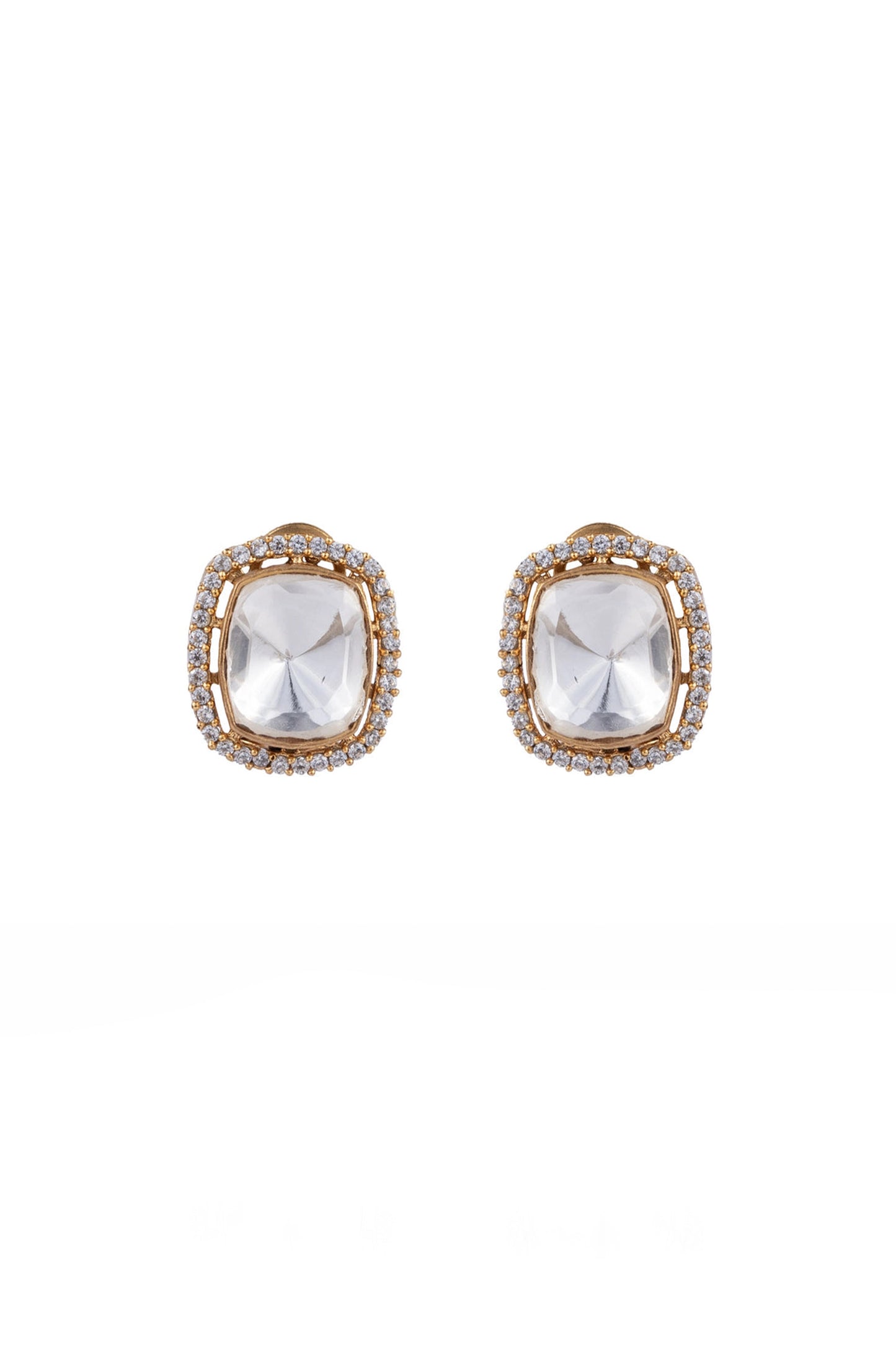 Apeksha White and Gold Sp Polki Earrings