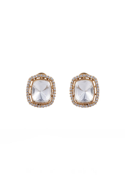 Apeksha White and Gold Sp Polki Earrings
