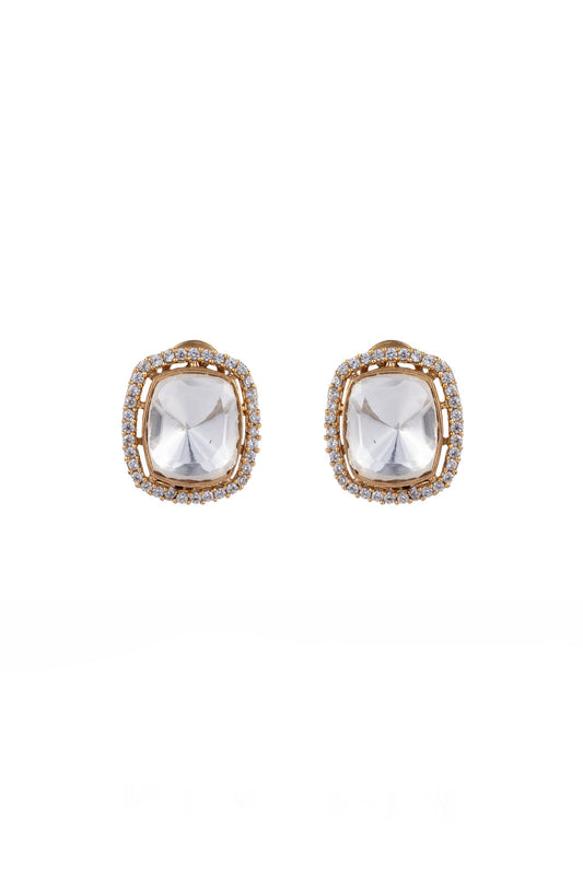 Apeksha White and Gold Sp Polki Earrings
