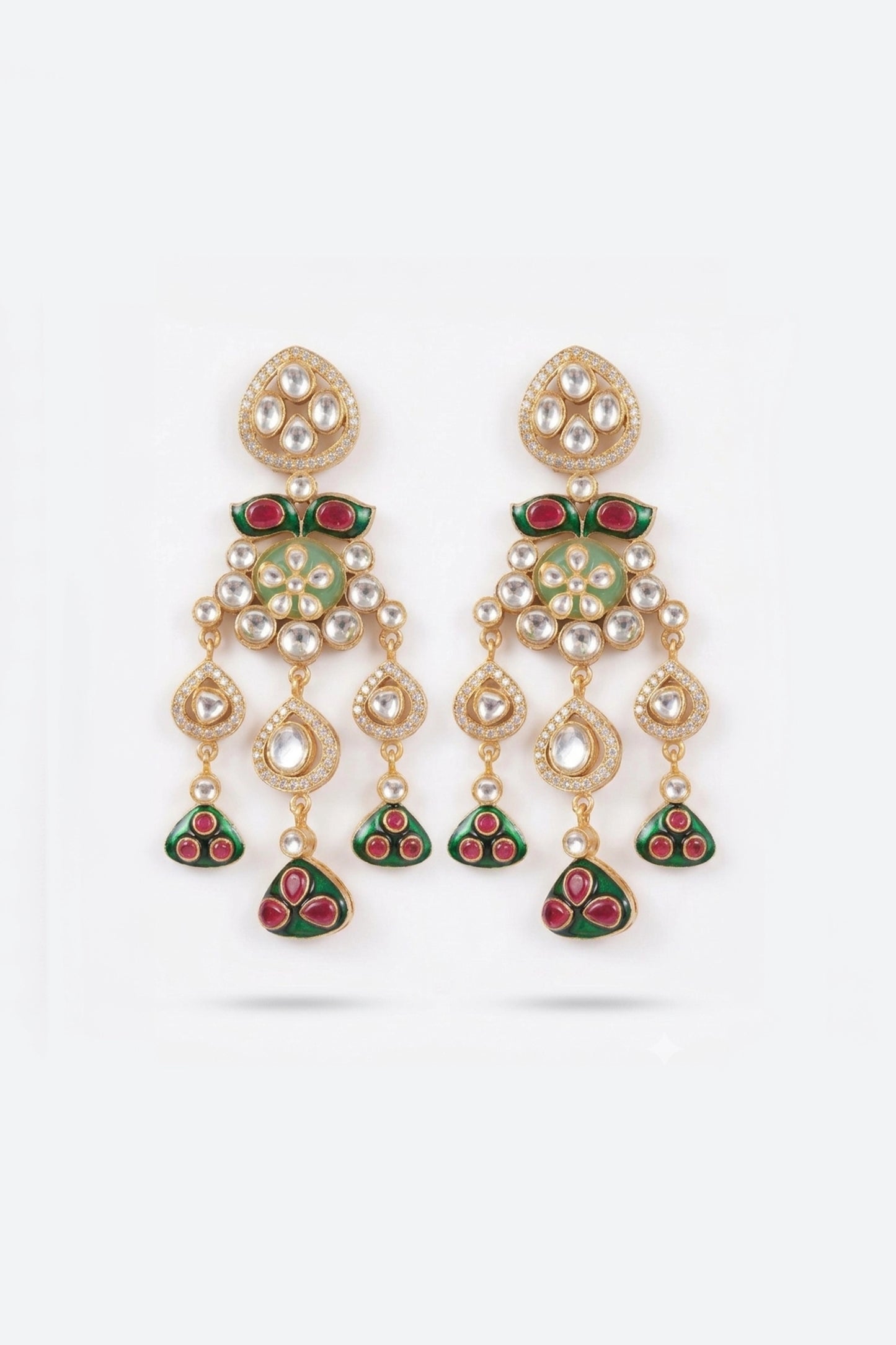 Delicate Polki Stone Earrings