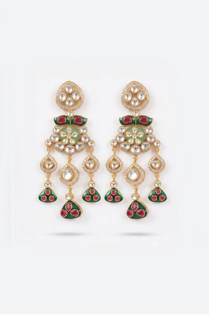 Delicate Polki Stone Earrings