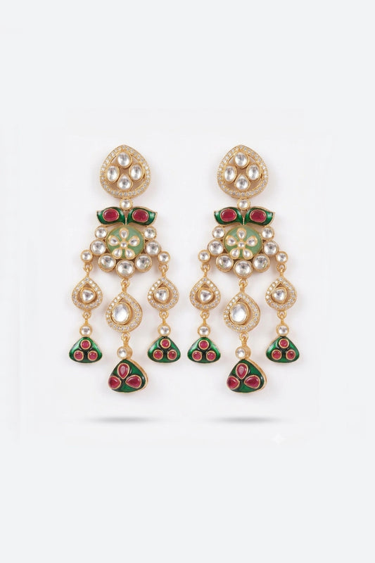 Delicate Polki Stone Earrings