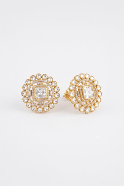 Prakriti Gold Tassel Sp Polki Earrings