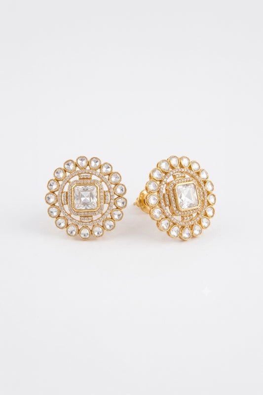 Prakriti Gold Tassel Sp Polki Earrings