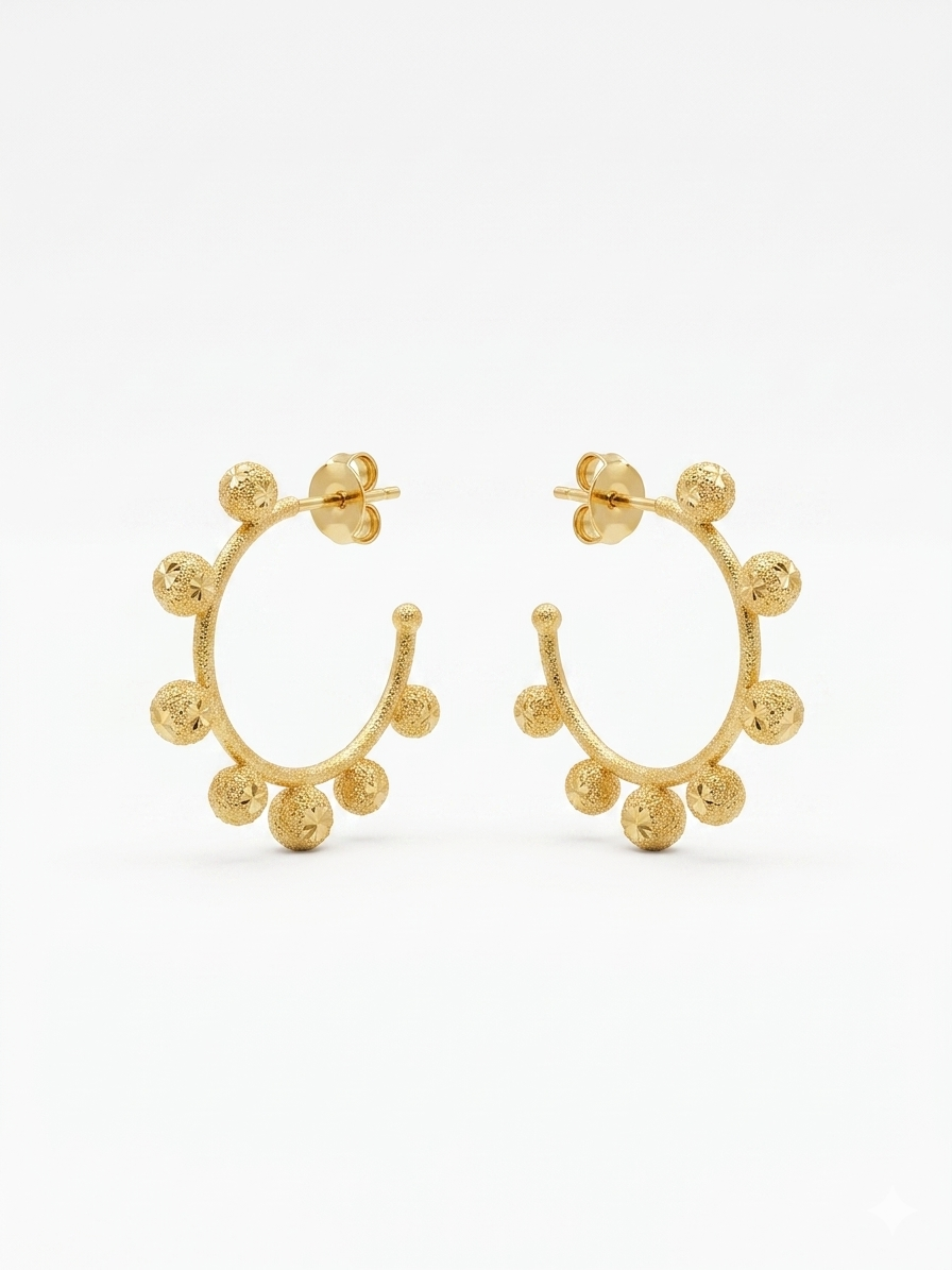 The Stella Textured Beaded Hoops