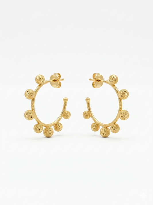 The Stella Textured Beaded Hoops