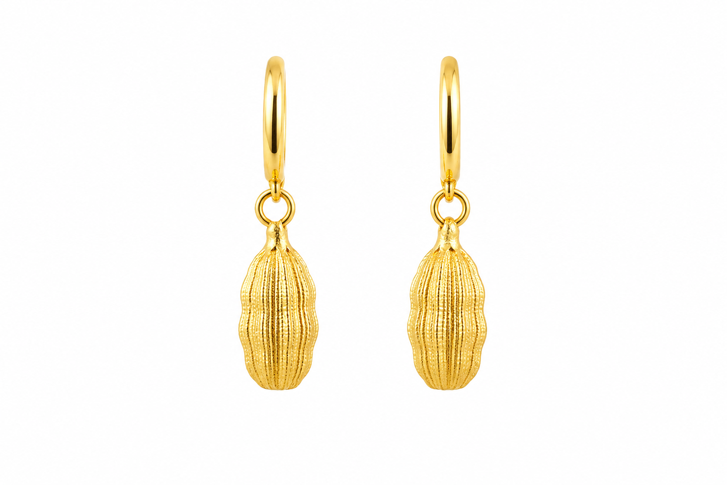 Golden Cardamom Drop Hoop Earrings