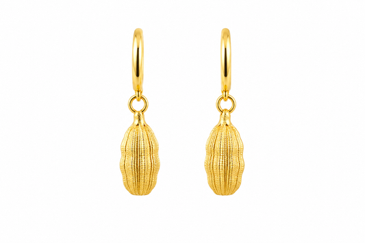 Golden Cardamom Drop Hoop Earrings