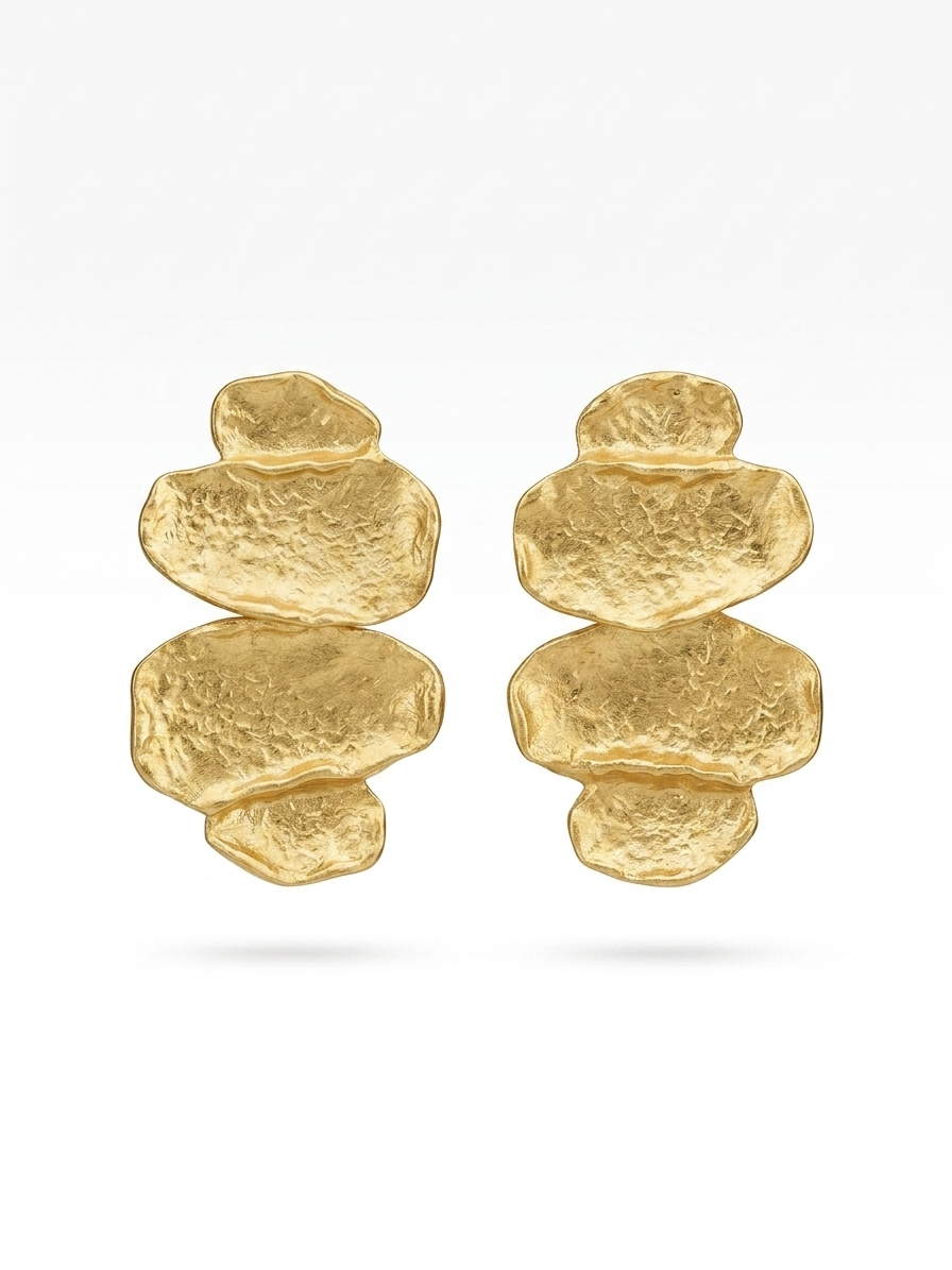 Pebble Stack Shaped Drop Earrings