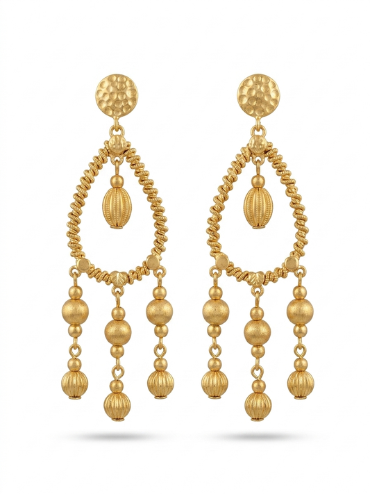 Golden Beaded Chandelier Earrings