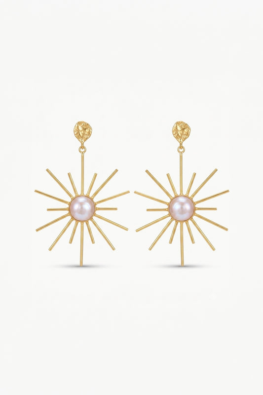 Sunburst Pearl Rays Earrings