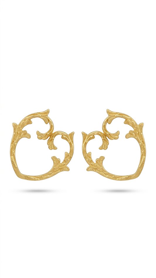 Vintage Gold Filigree Statement Stud Earrings