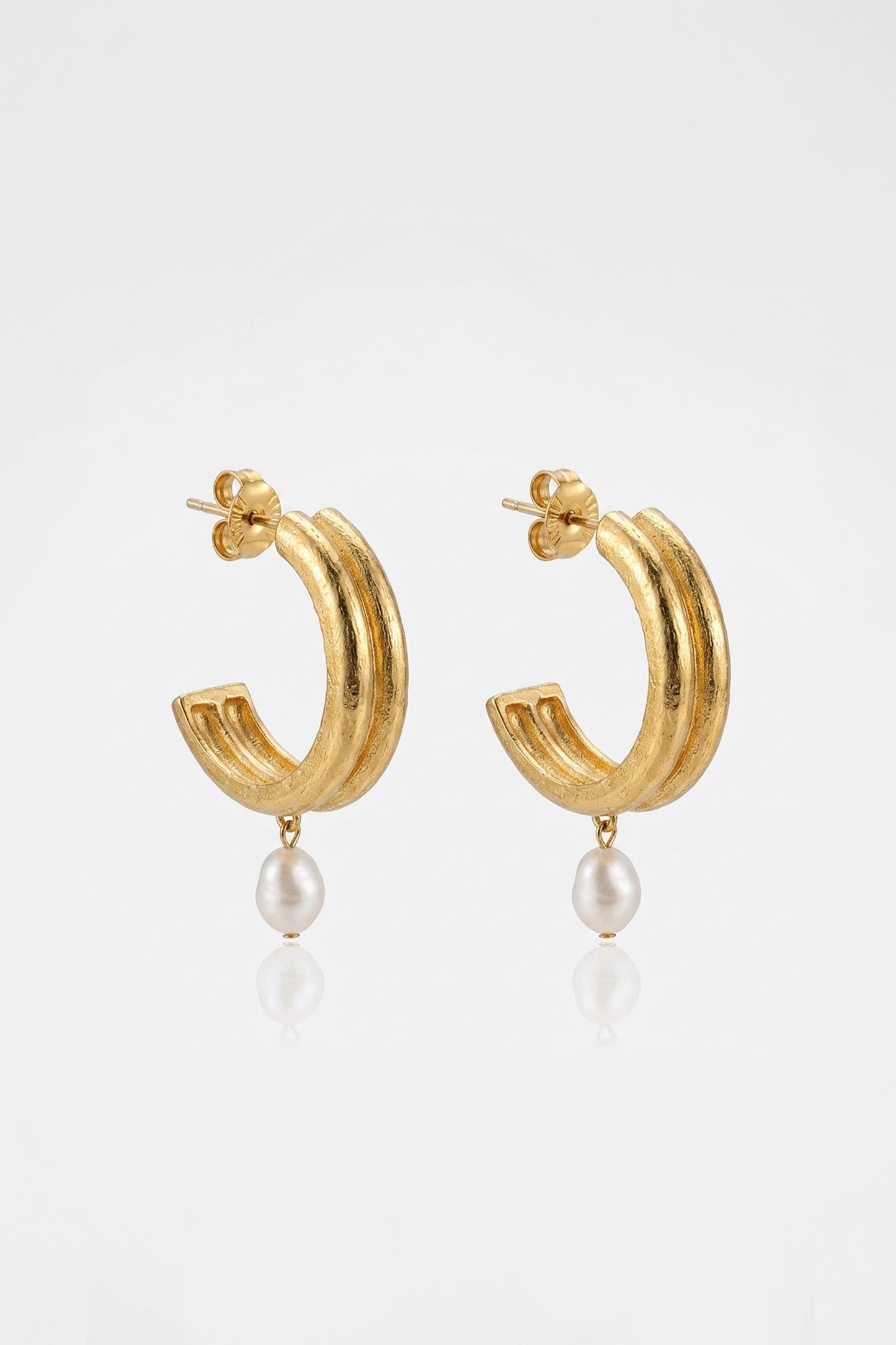 Pearl Drop Hoop Earrings