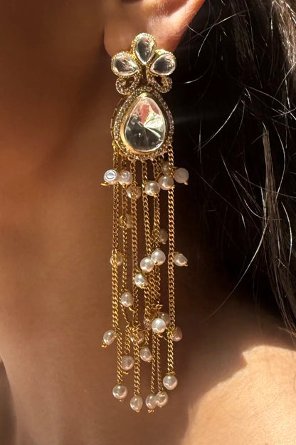 Aadhya Aarti Pearl Drop Polki Earrings