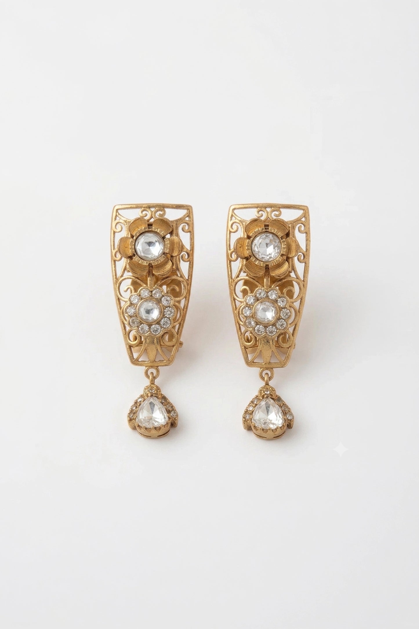Advika Gold Strip Drop Earrings