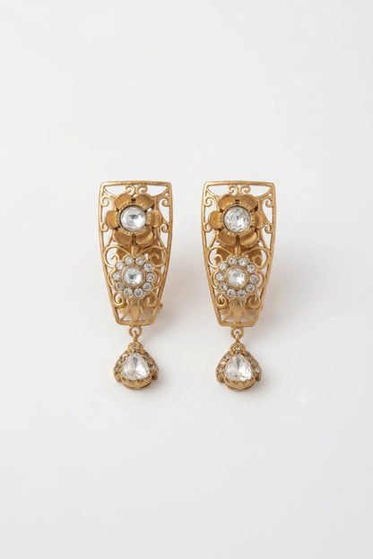 Advika Gold Strip Drop Earrings
