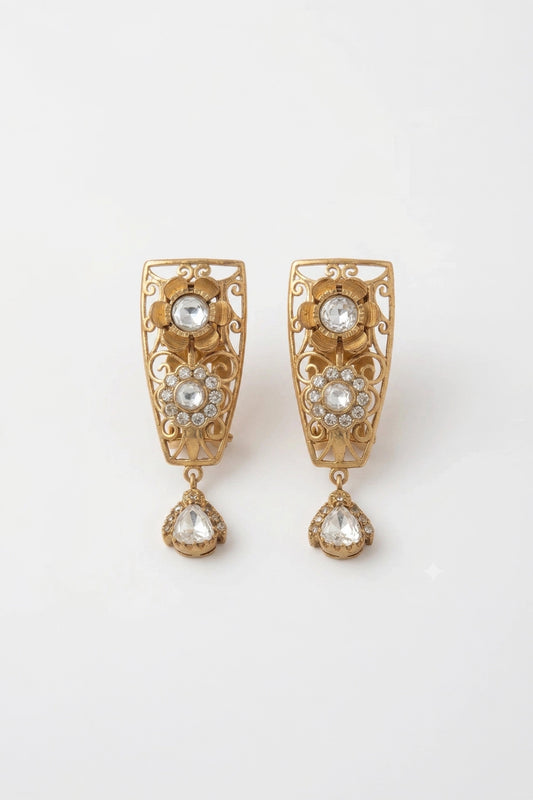 Advika Gold Strip Drop Earrings