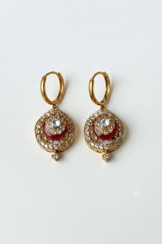 Jyoti Carved Round Drop Earrings