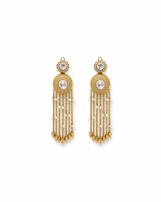 Pearl Drop Polki  Earrings