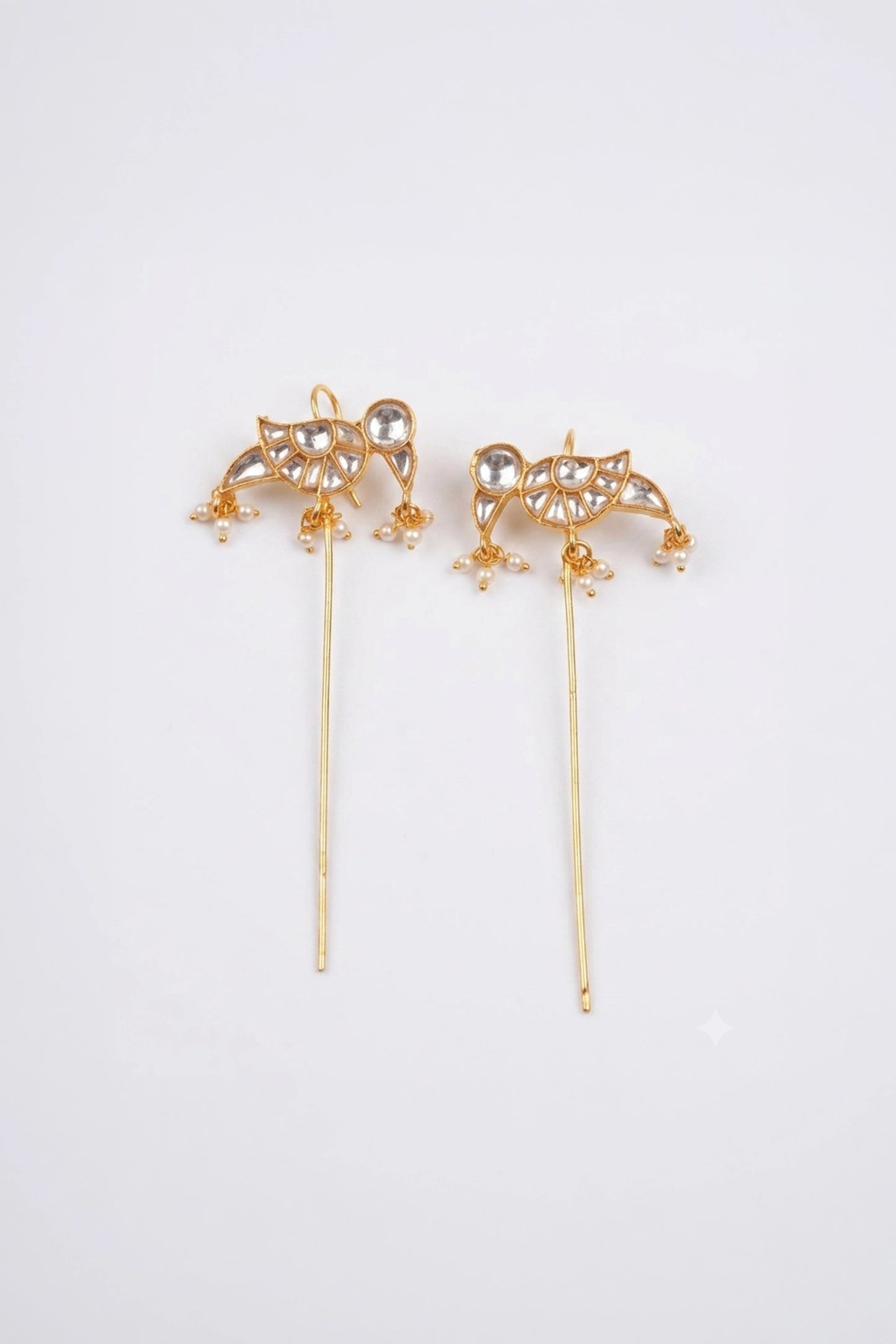 Gold Plated Ear Cuff With Polki