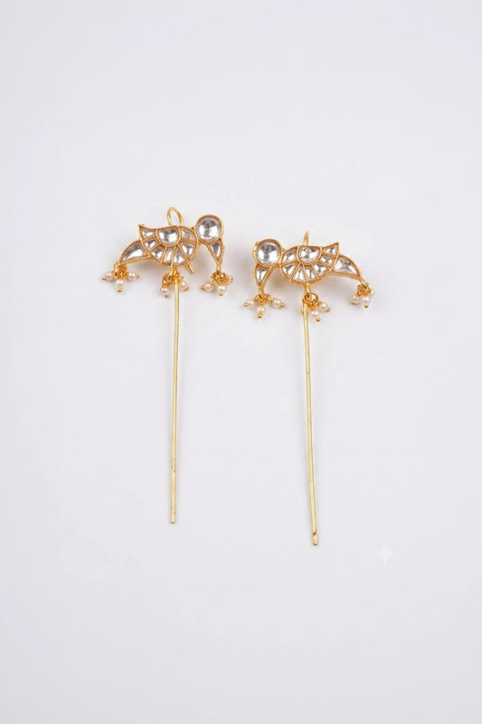 Gold Plated Ear Cuff With Polki