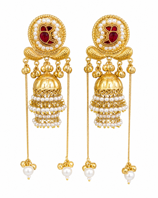 Ruby Heritage Pearl Jhumka Earrings