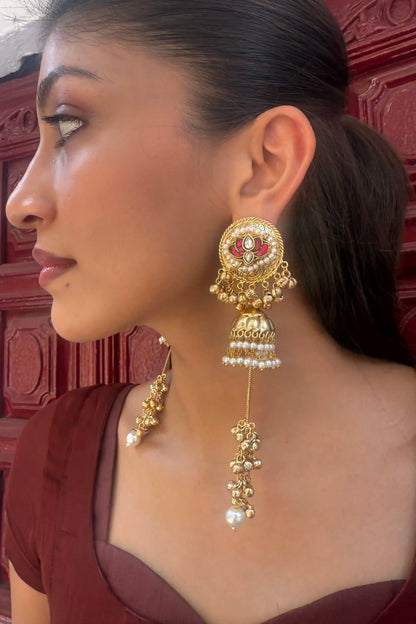 Raha Bell Tassel Polki Jhumka