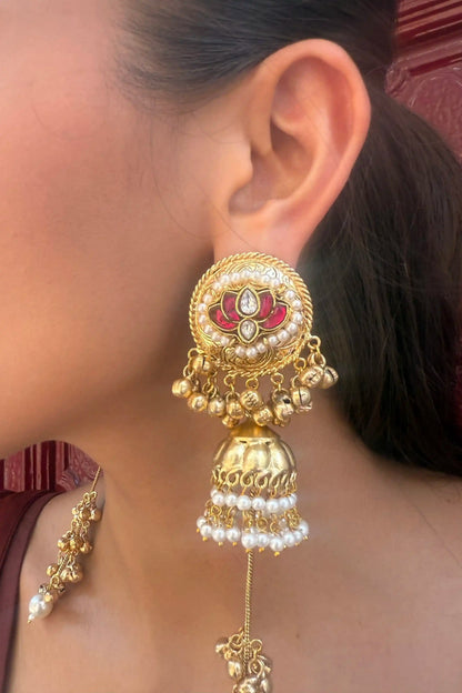 Raha Bell Tassel Polki Jhumka