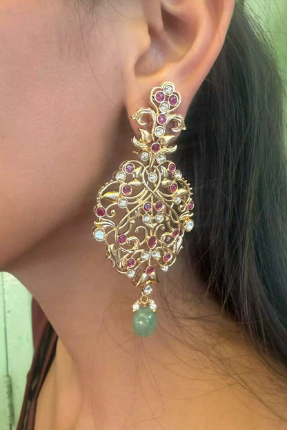 Kavya Haveli Drop Chandelier Polki Earrings
