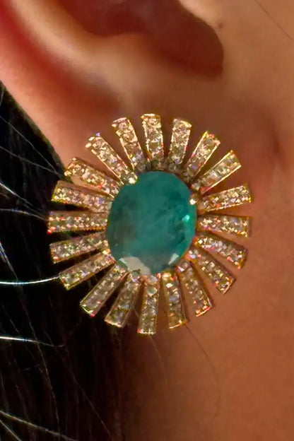 Usha Morning Ray Emerald Polki Stud Earrings